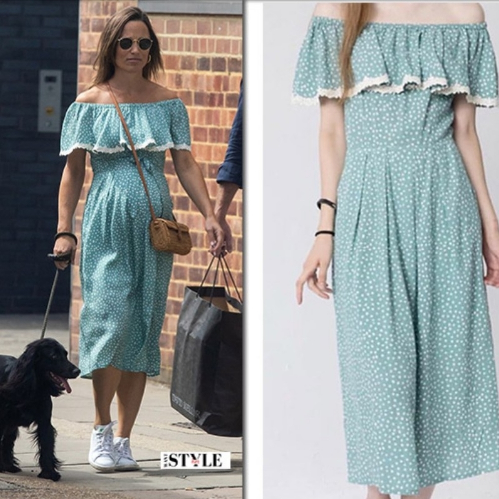 Miss Patina O'Keefe off-the-shoulder dress ASO Pippa Middleton